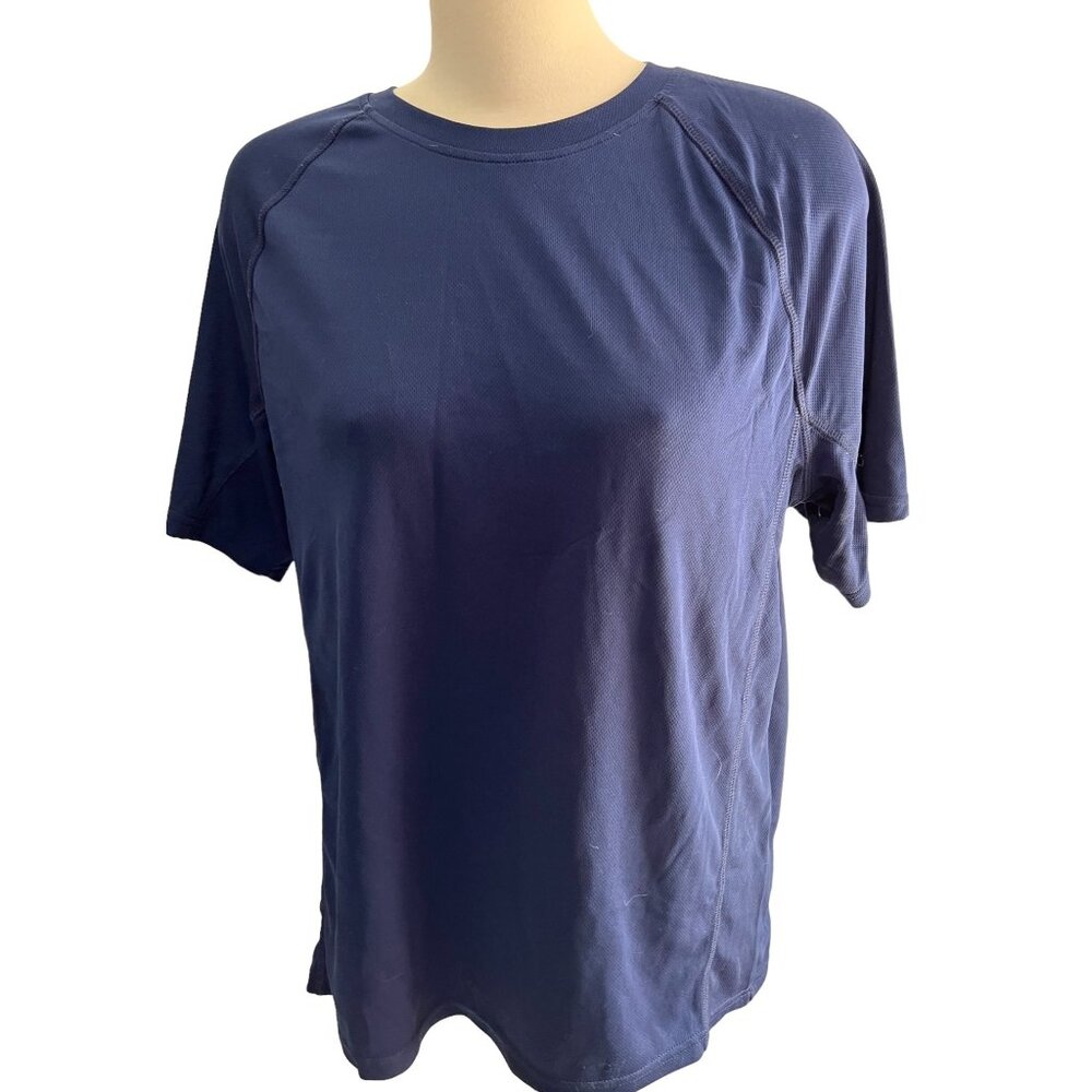 bcg Navy Blue Active Work Out Shirt Sz Large Short Sleeve Mens Round Neck Moistu